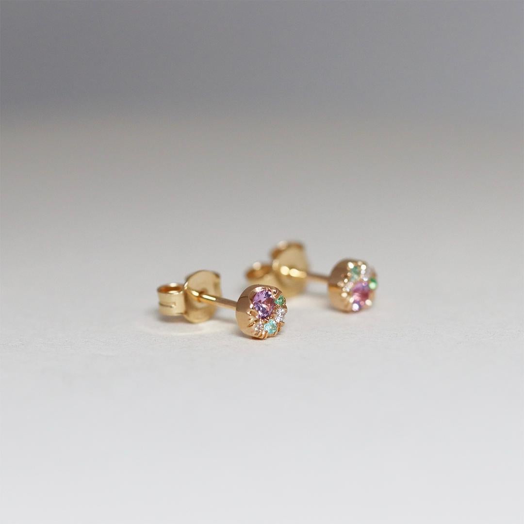 5 mm Saphir violet Diamant Paraiba Tourmaline Boucles d'oreilles Emeraude en vente 3