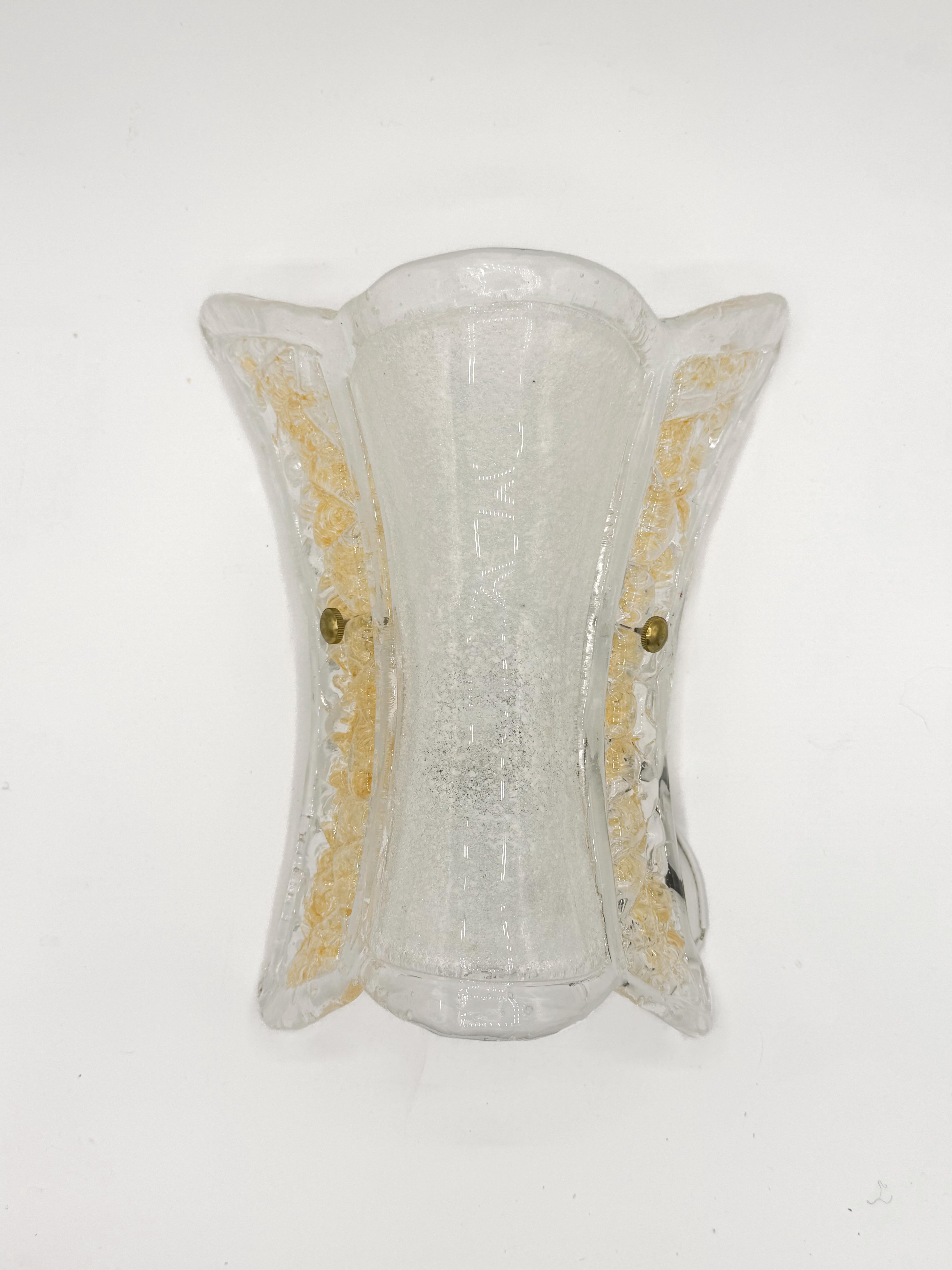 5 Apliques de cristal de Murano de Venini, ámbar y esmerilado, Italia, años 70 Moderno de mediados de siglo en venta