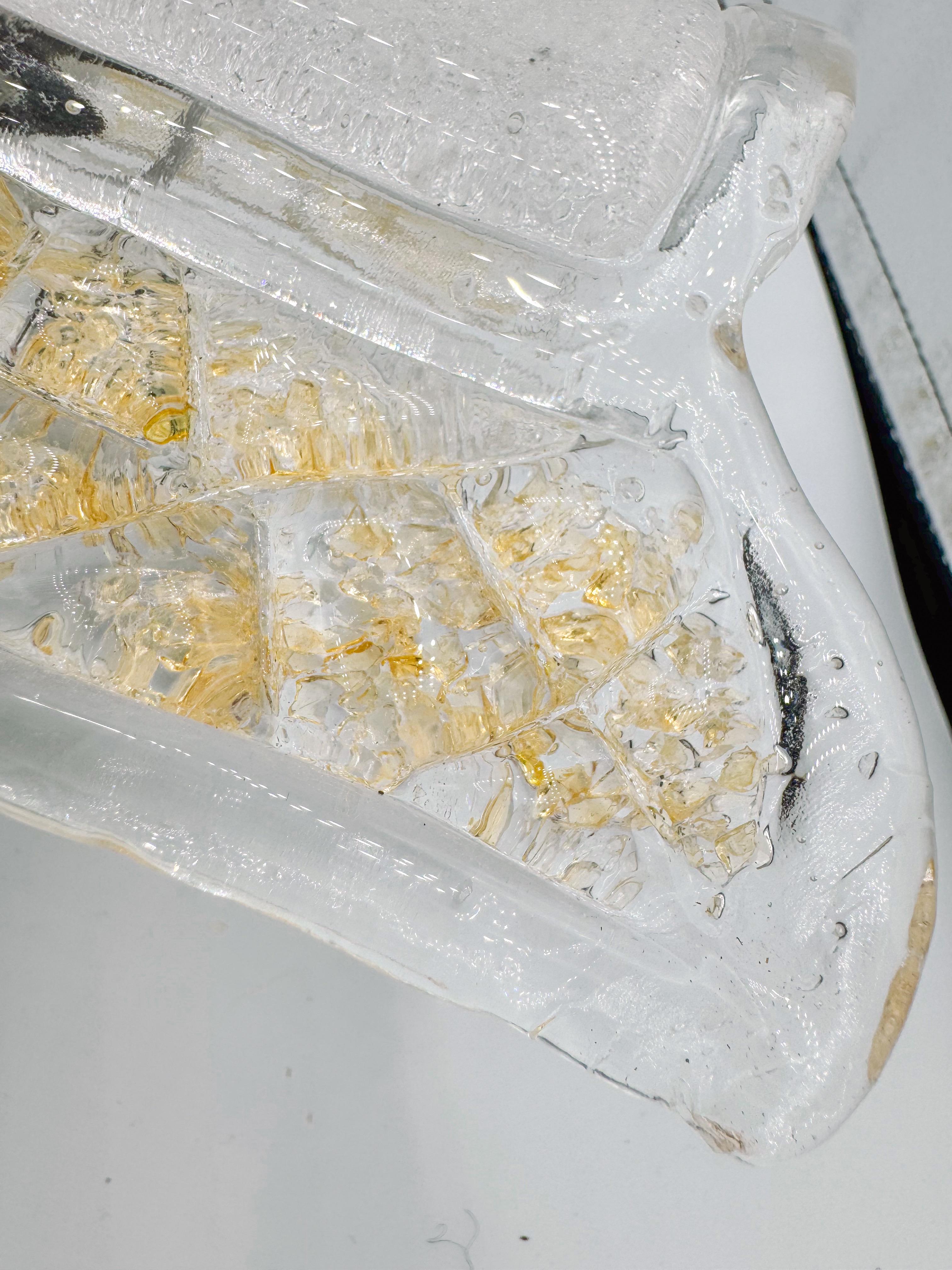 5 Apliques de cristal de Murano de Venini, ámbar y esmerilado, Italia, años 70 finales del siglo XX en venta