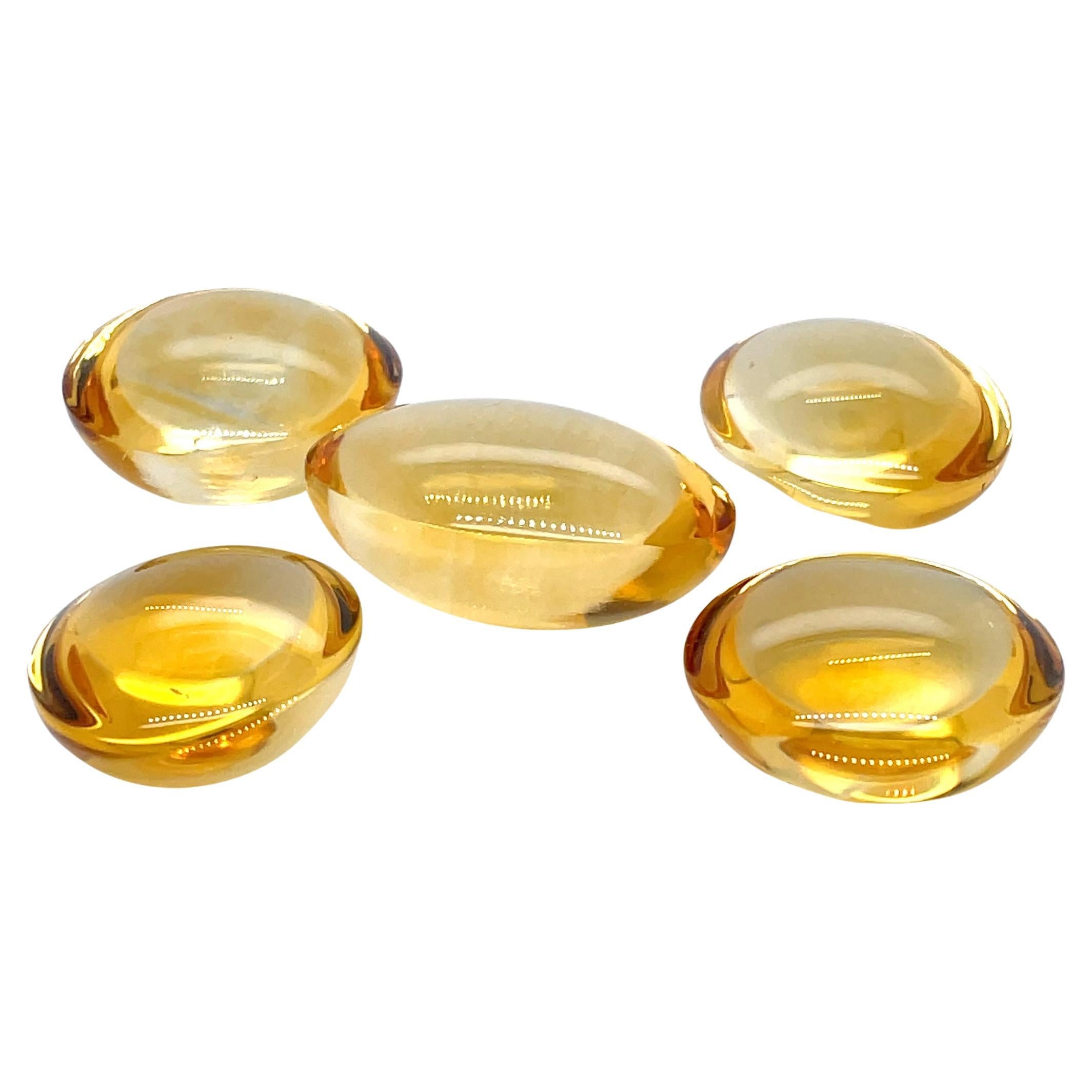 5 Cabochon di Citrino di forma ovale Cts 252,70