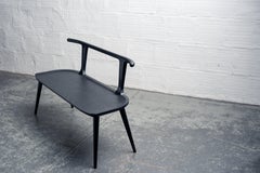 5' Oxbend Bench, Entryway Seat in Charcoal Ashwood by Fernweh Woodworking