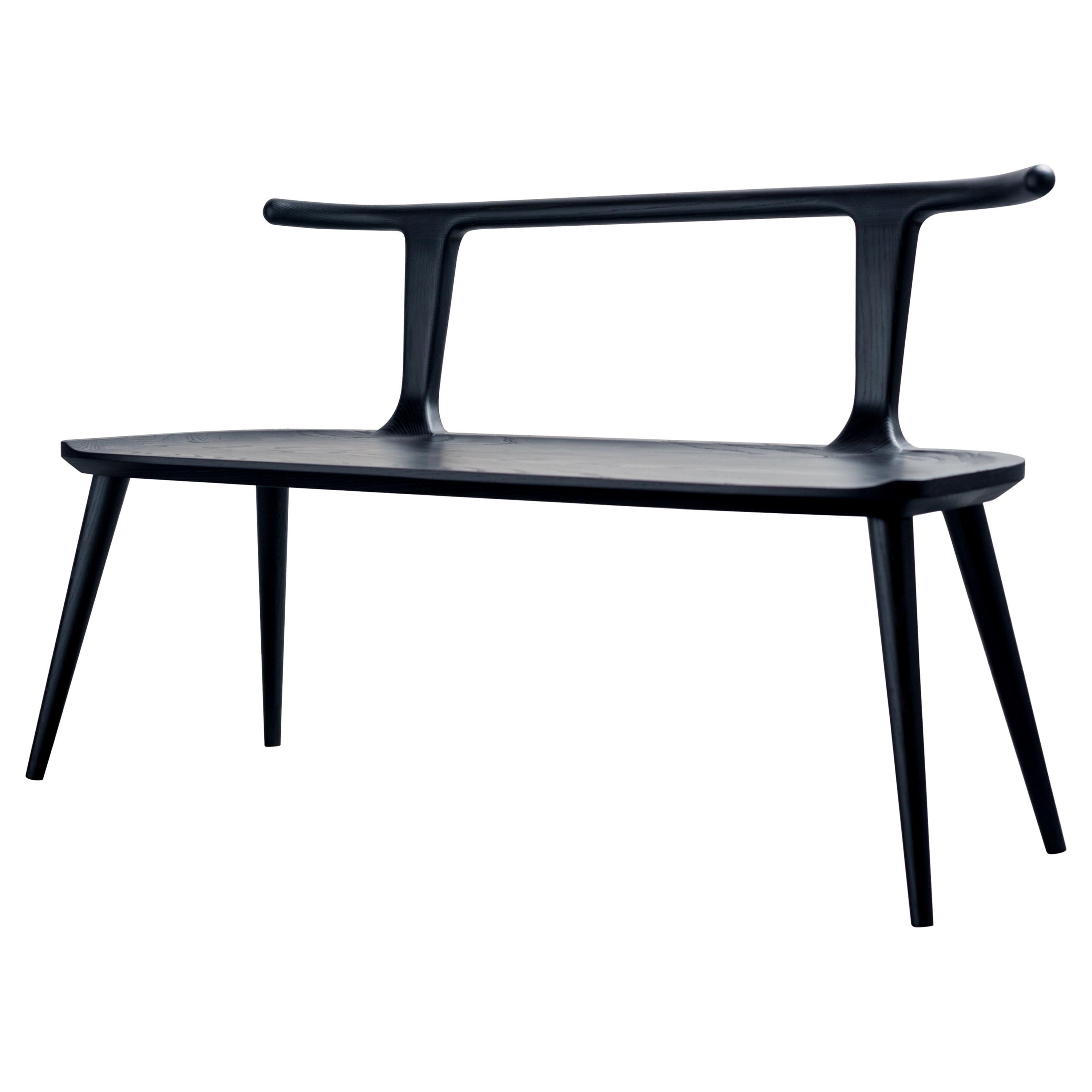 Banc 5' Oxbend, siège d'entrée en bois de frêne anthracite par Fernweh Woodworking