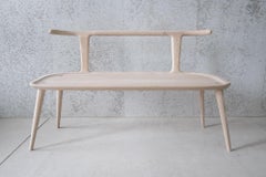 5' Oxbend Bench, Entryway Seat in White Ashwood by Fernweh Woodworking