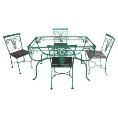 5 Pc Art Deco Wrought Iron Garden Patio Dinette Set