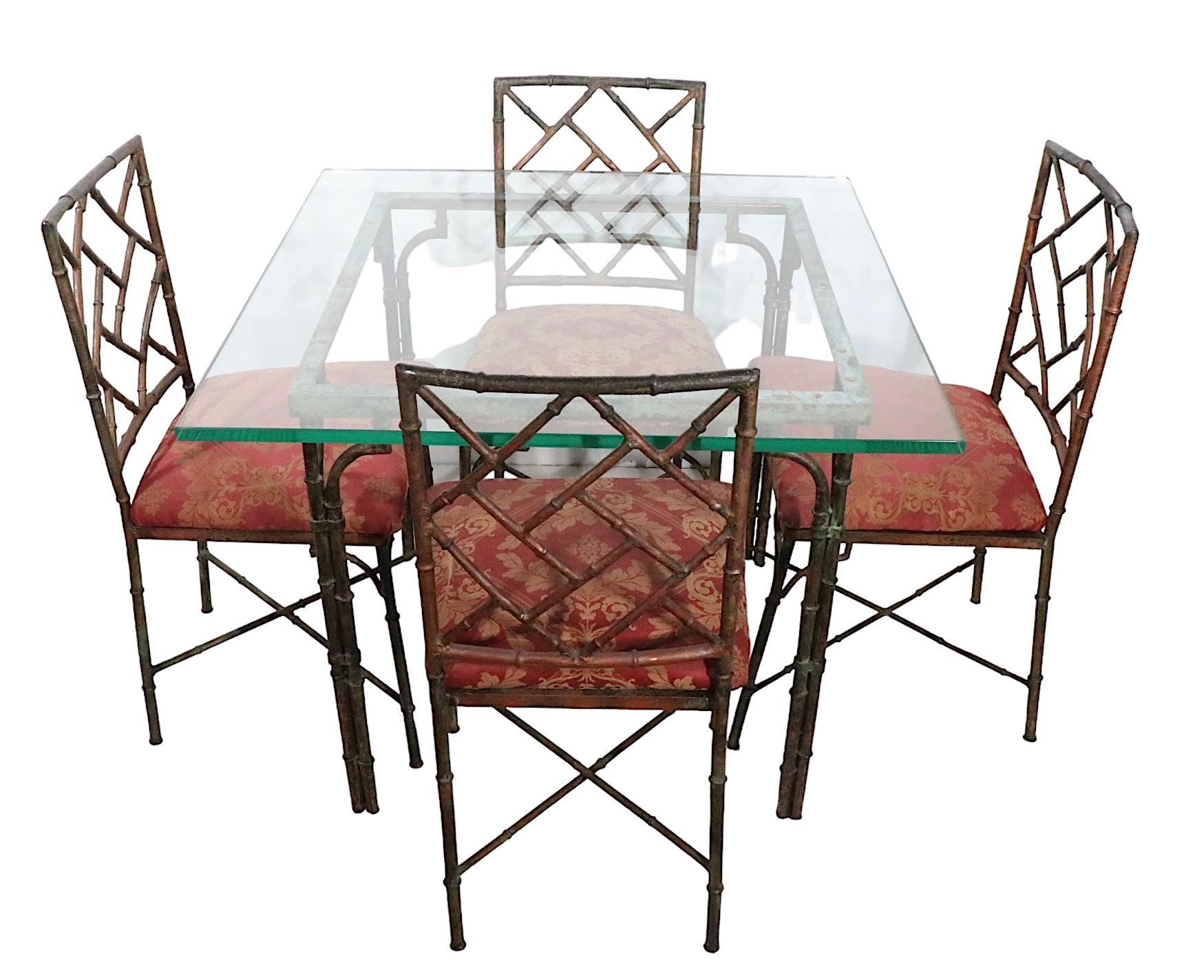 Hollywood Regency 5 Piece Faux Bamboo Dinette Set by Prince Seating Co. For Sale