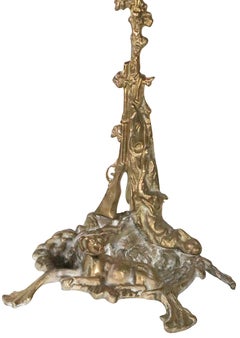 5 pc. French Style Brass Fireplace Tool Set with Dog Base
