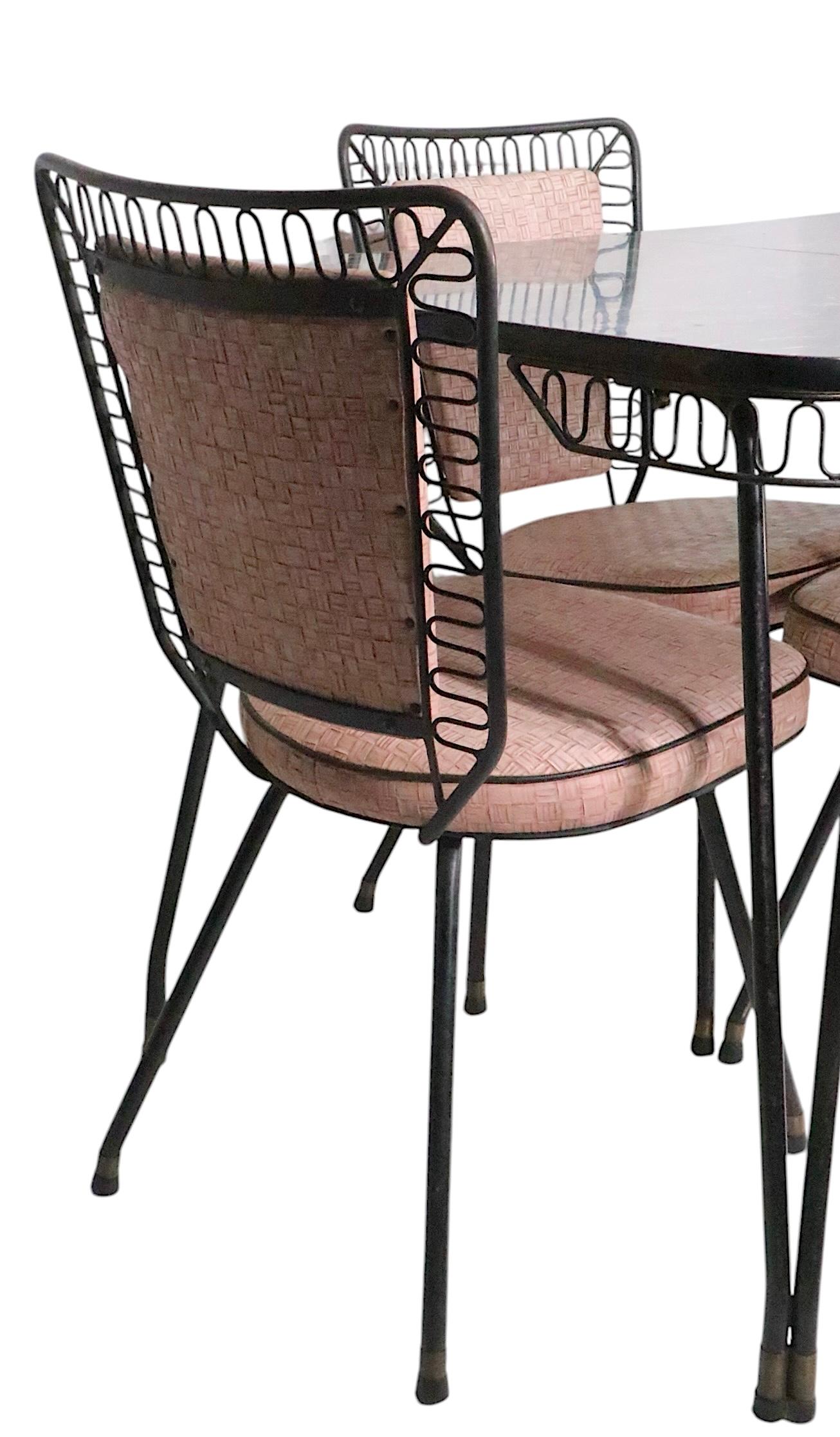 5 pc. Mid Century Kitchen Set with Marbleized Formica Top and Pink Upholstery For Sale 6