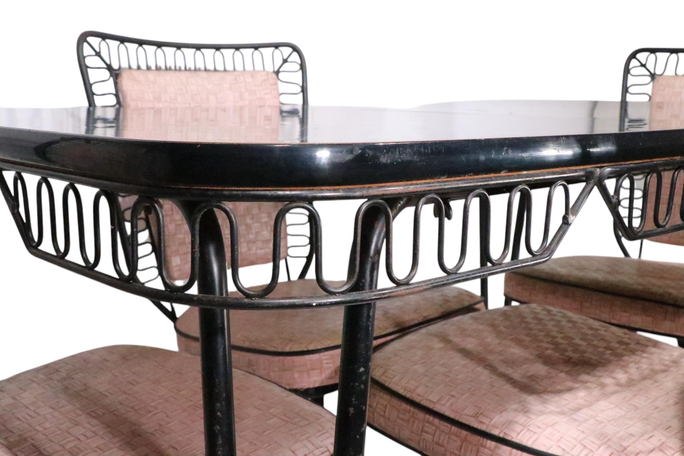 5 pc. Mid Century Kitchen Set with Marbleized Formica Top and Pink Upholstery For Sale 13