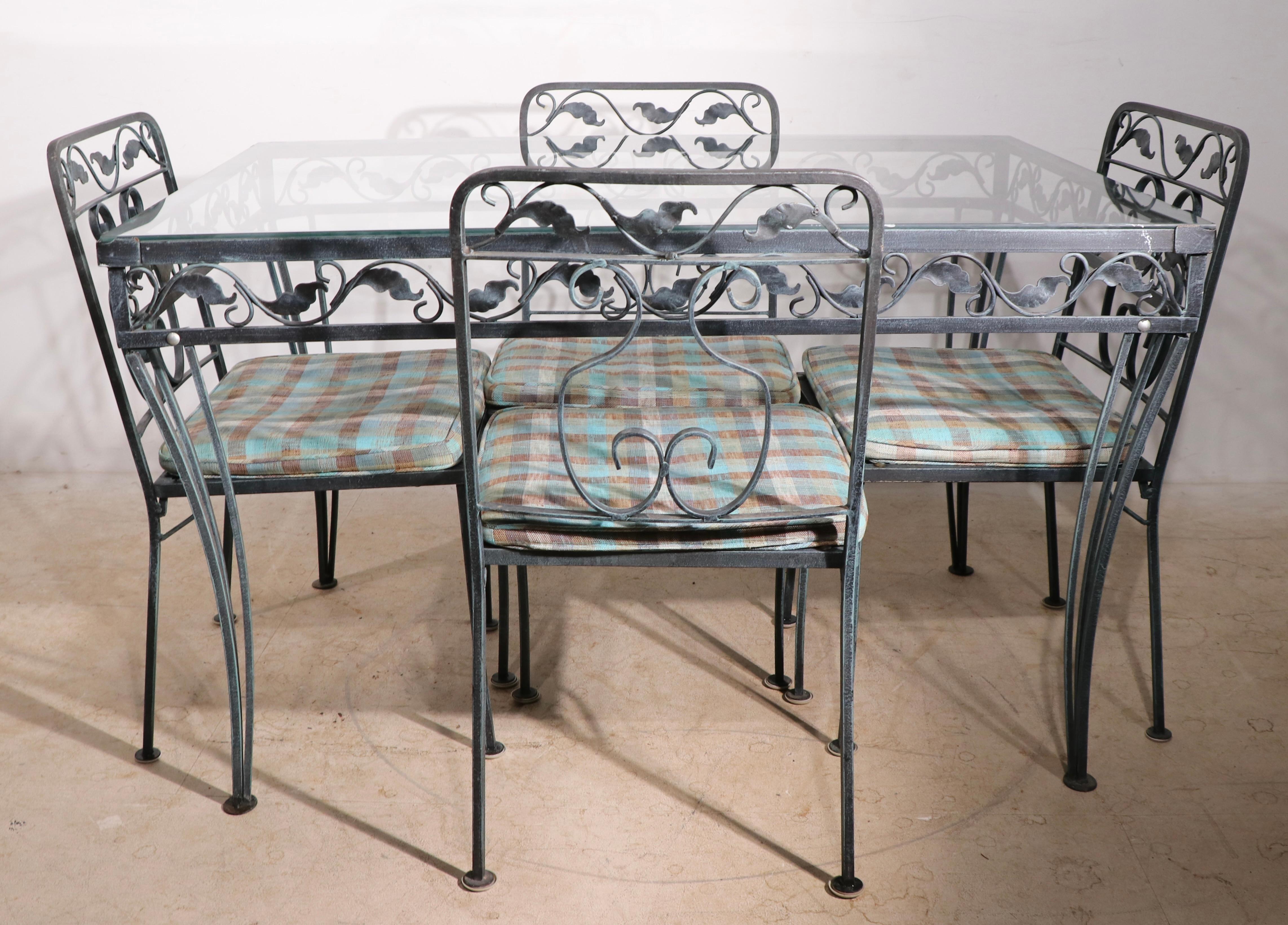 vintage wrought iron glass top table and chairs