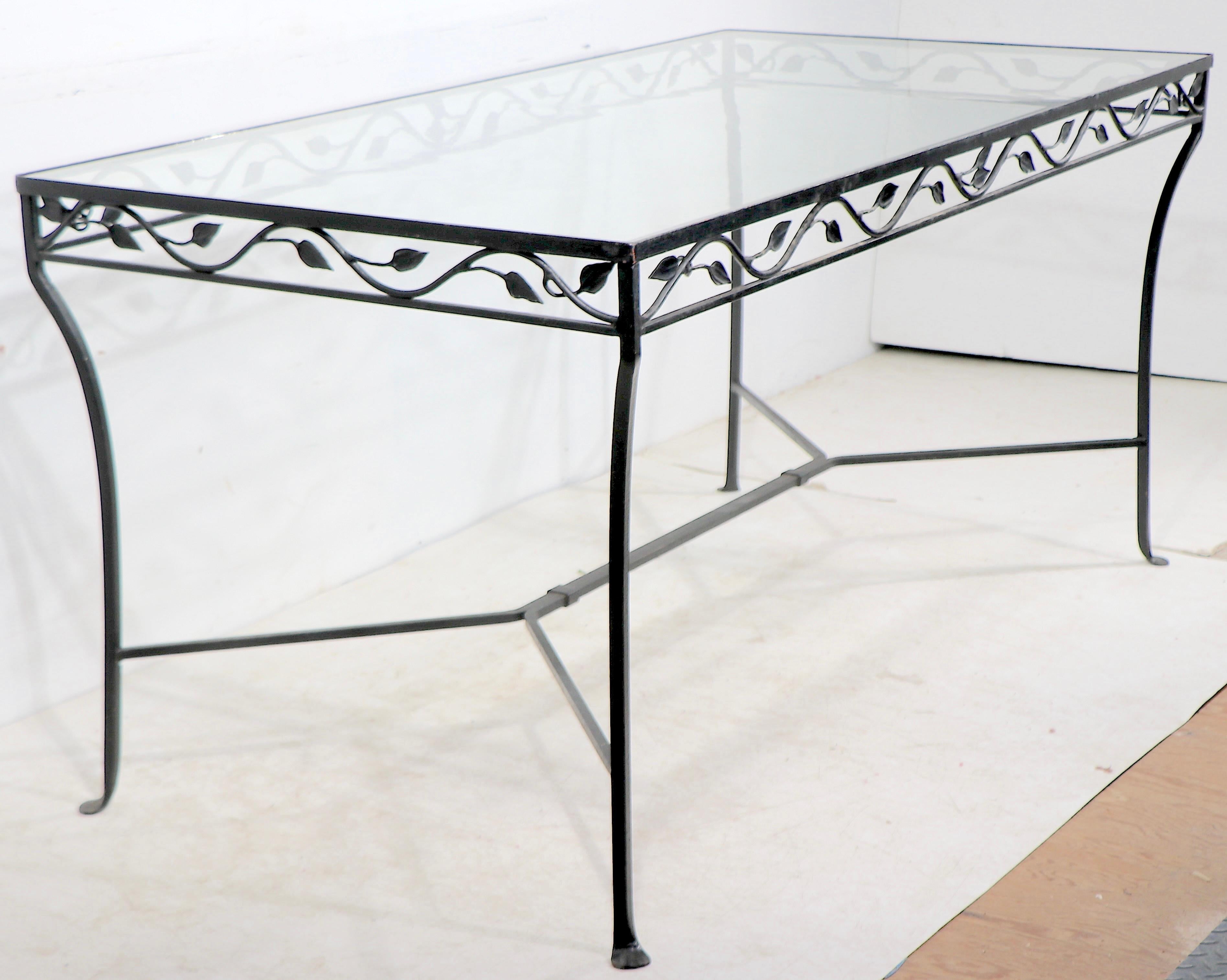 5 pc. Wrought Iron and Glass Patio Garden Dining Set by Salterini For Sale 13