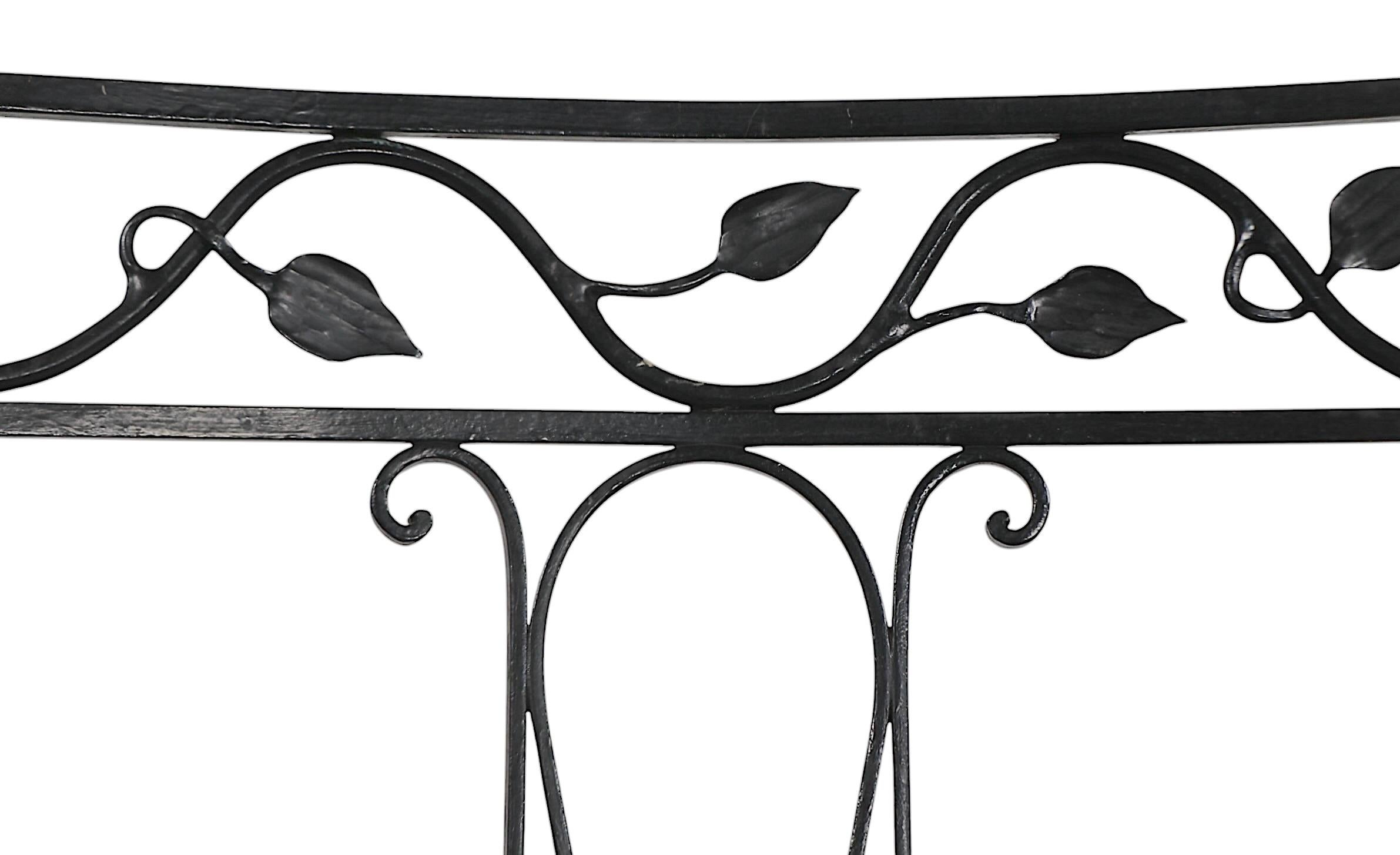 Hollywood Regency 5 pc. Wrought Iron and Glass Patio Garden Dining Set by Salterini For Sale