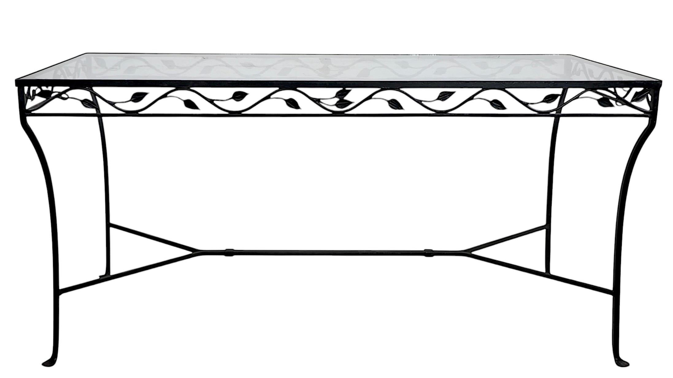 5 pc. Wrought Iron and Glass Patio Garden Dining Set by Salterini For Sale 1