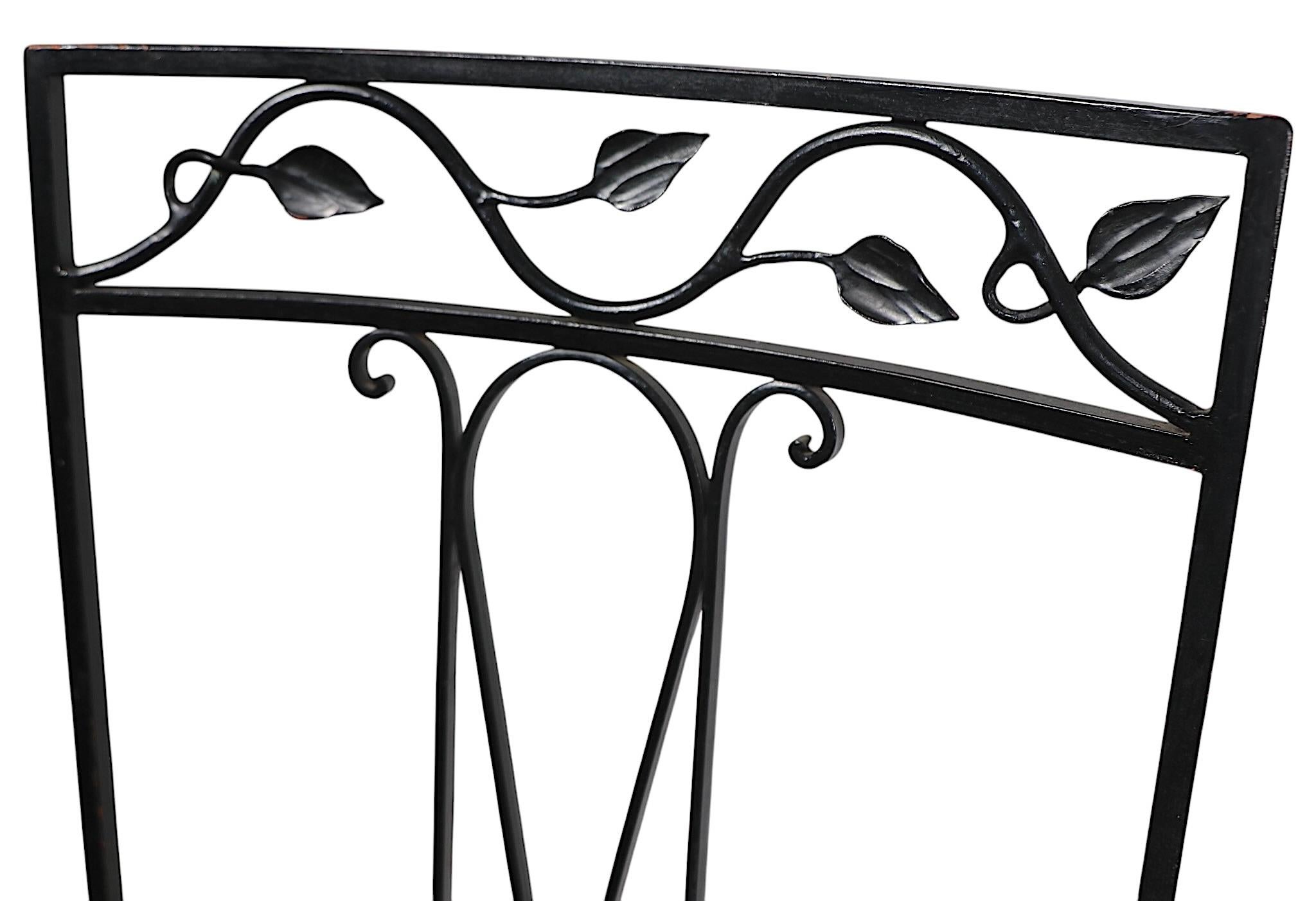 5 pc. Wrought Iron and Glass Patio Garden Dining Set by Salterini For Sale 2