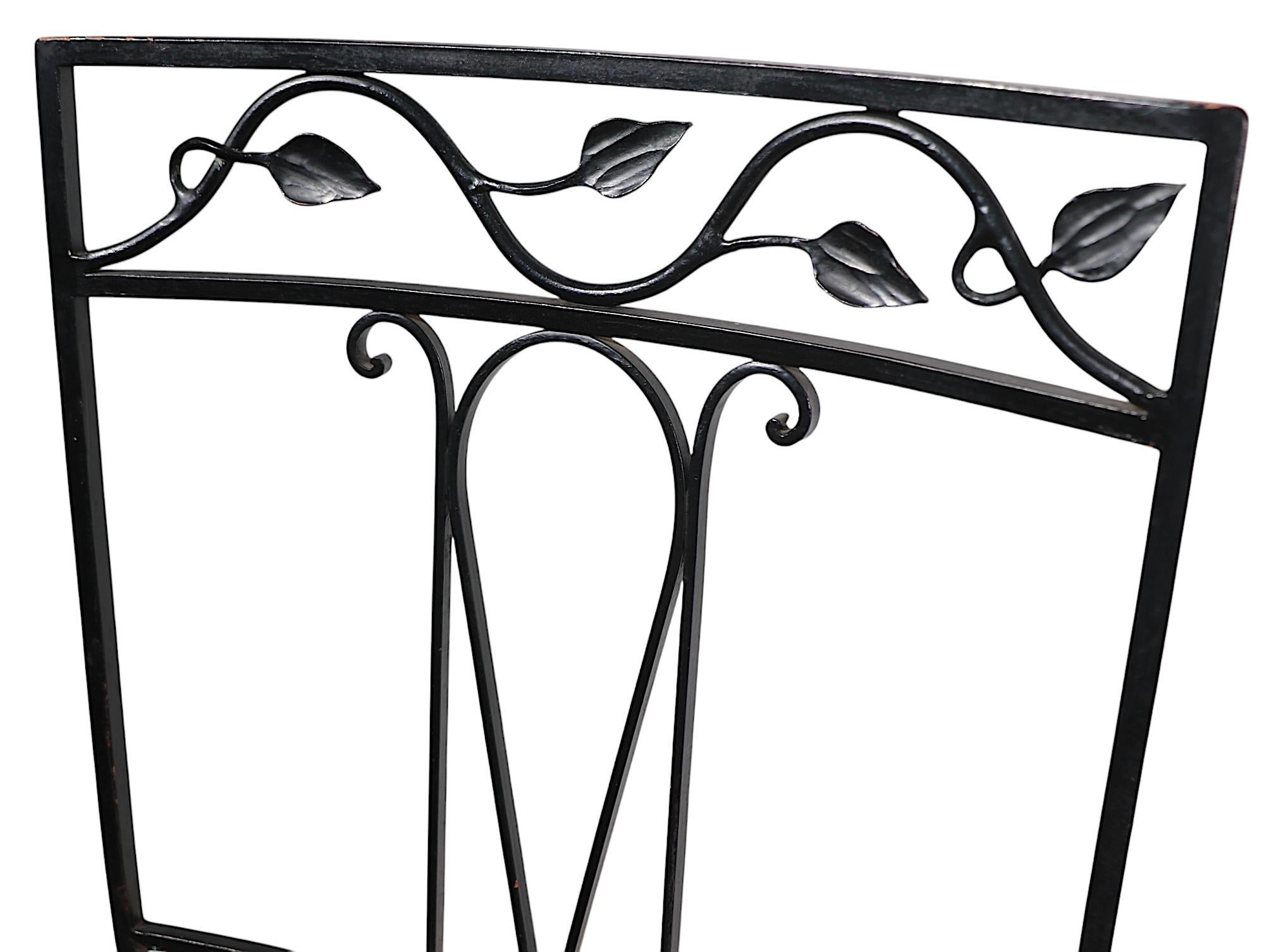 5 pc. Wrought Iron and Glass Patio Garden Dining Set by Salterini For Sale 3