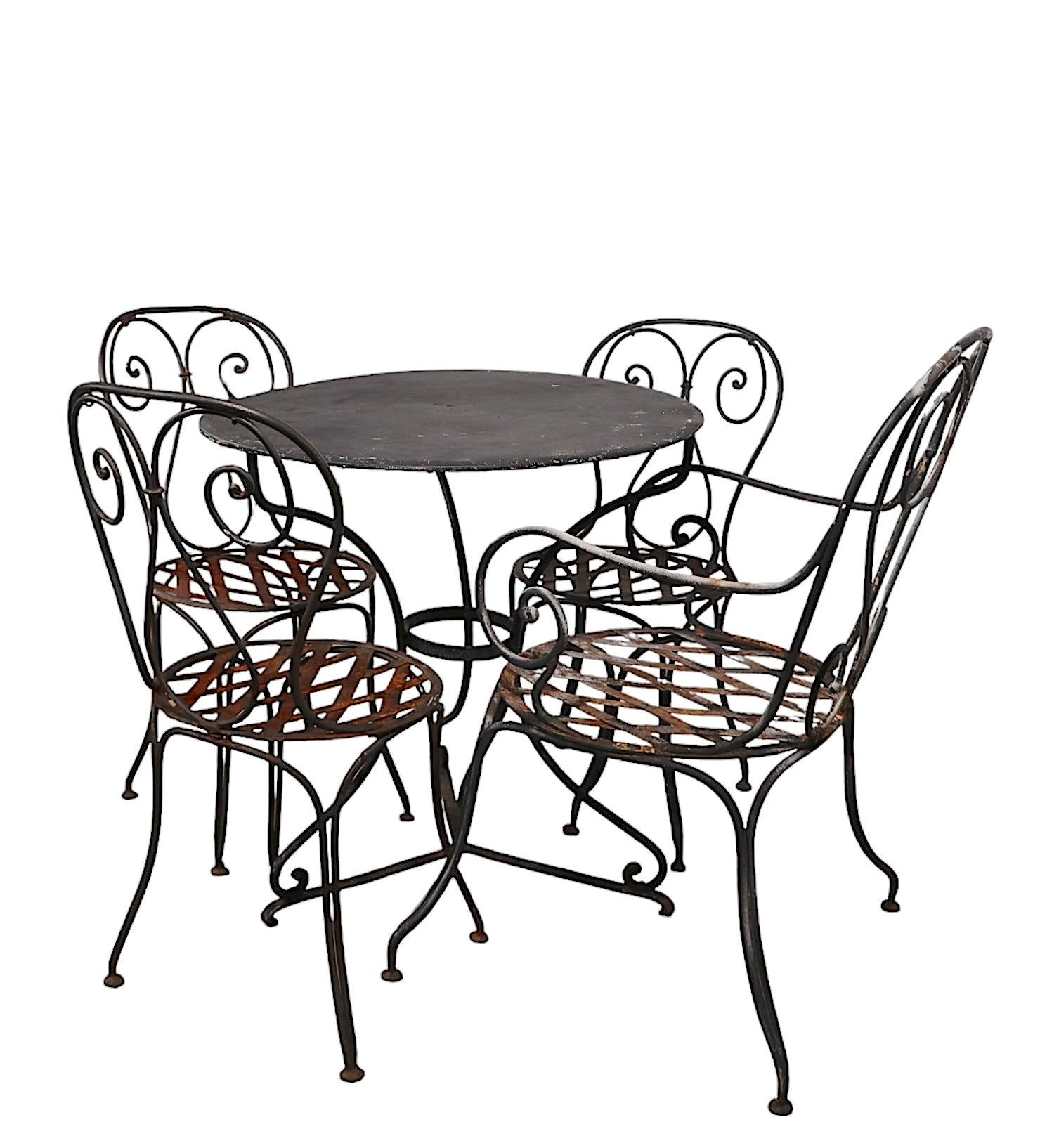 5 pc.  Wrought Iron Antique French Bistro Cafe Dinette Set 2