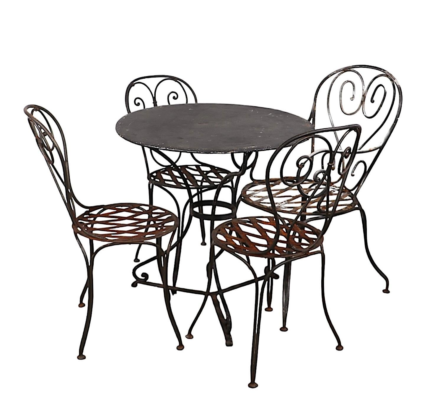 5 pc.  Wrought Iron Antique French Bistro Cafe Dinette Set 3