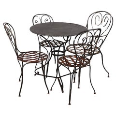 5 pc.  Wrought Iron Antique French Bistro Cafe Dinette Set 
