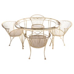 5 Pc Wrought Iron Woodard Pinecrest Dinette Garden Patio Set