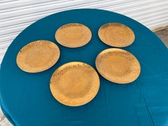 5 pezzi di piatti da pranzo dorati "Grande Antico" di Piero Fornasetti degli anni '50