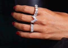 5 Pear Shape 2 Carat Diamond Band Ring in 18K White Gold