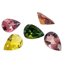5 Pear-Shaped Colorful Tourmalines Cts 9.58