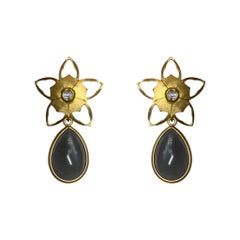 5 Petal Diamond Flower with Detachable Earrings in 18 Karat Gold, A2 by Arunashi