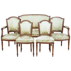 5-Piece 19th Century Carved Walnut French Salon Suite