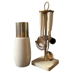 5 Piece Aldo Tura Barware Set in Pearl White, Italy, 1970s