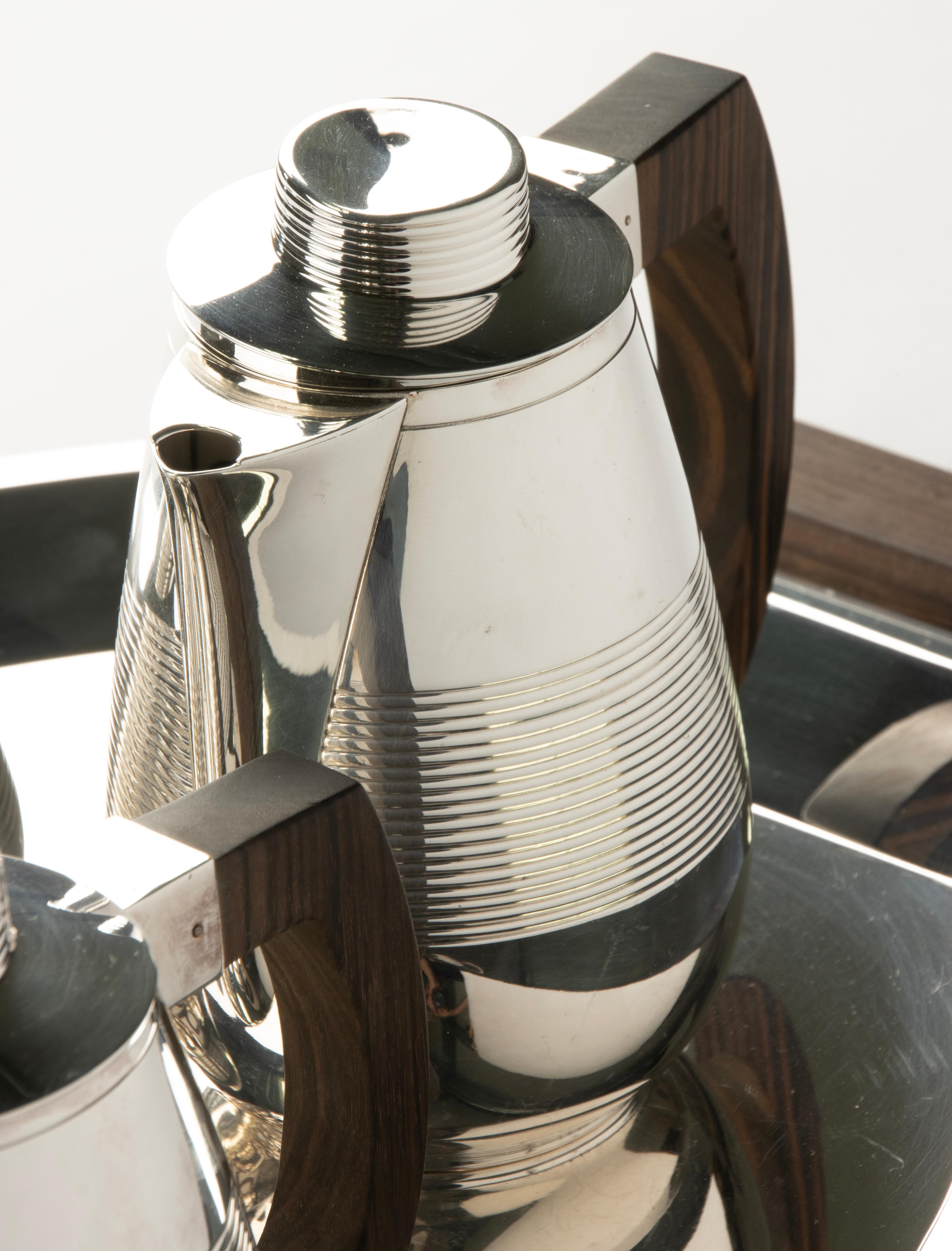 5-Piece Art Deco Silver Plated Tea and Coffee Set - France in vendita 4