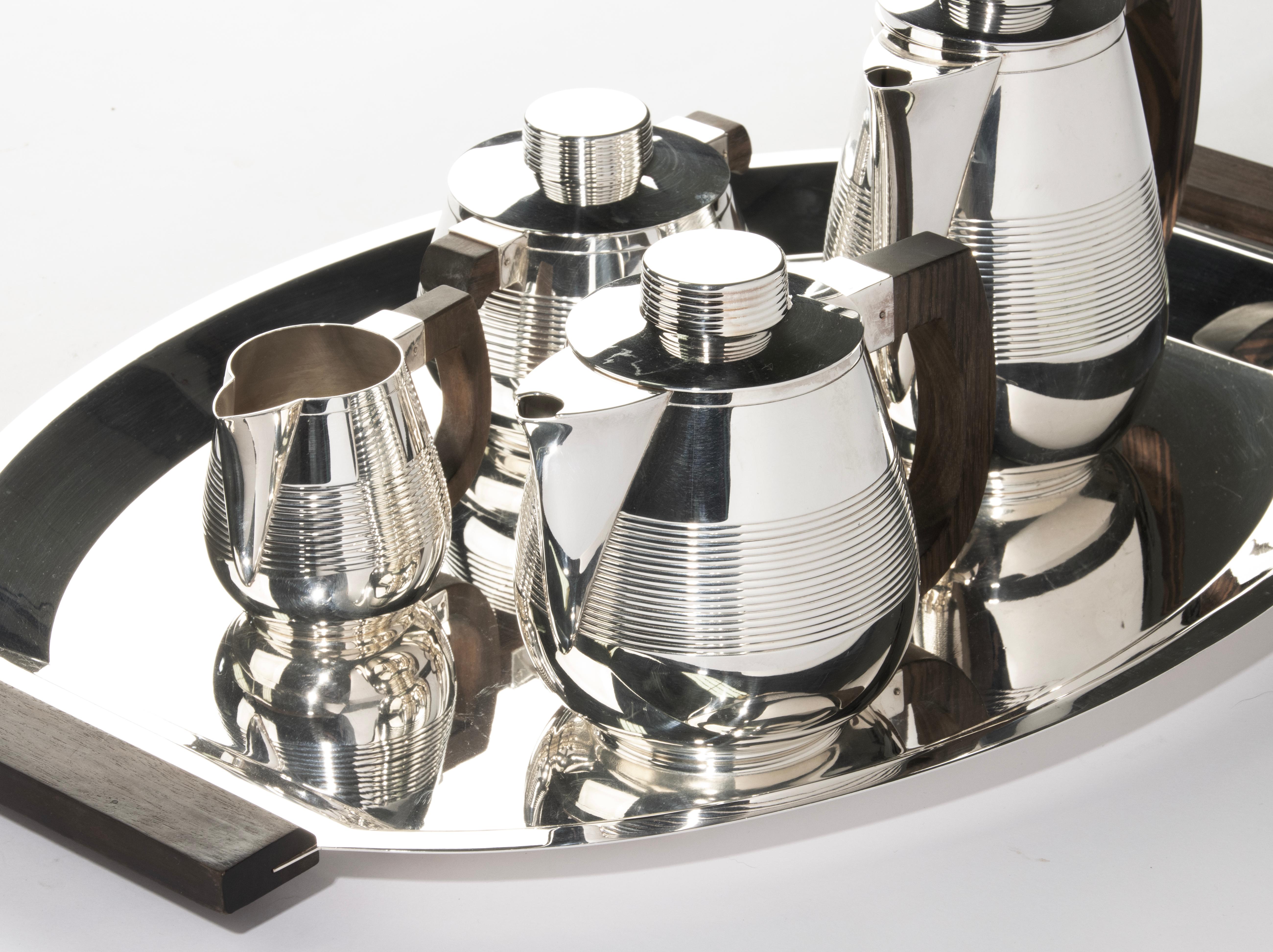 5-Piece Art Deco Silver Plated Tea and Coffee Set - France in vendita 9