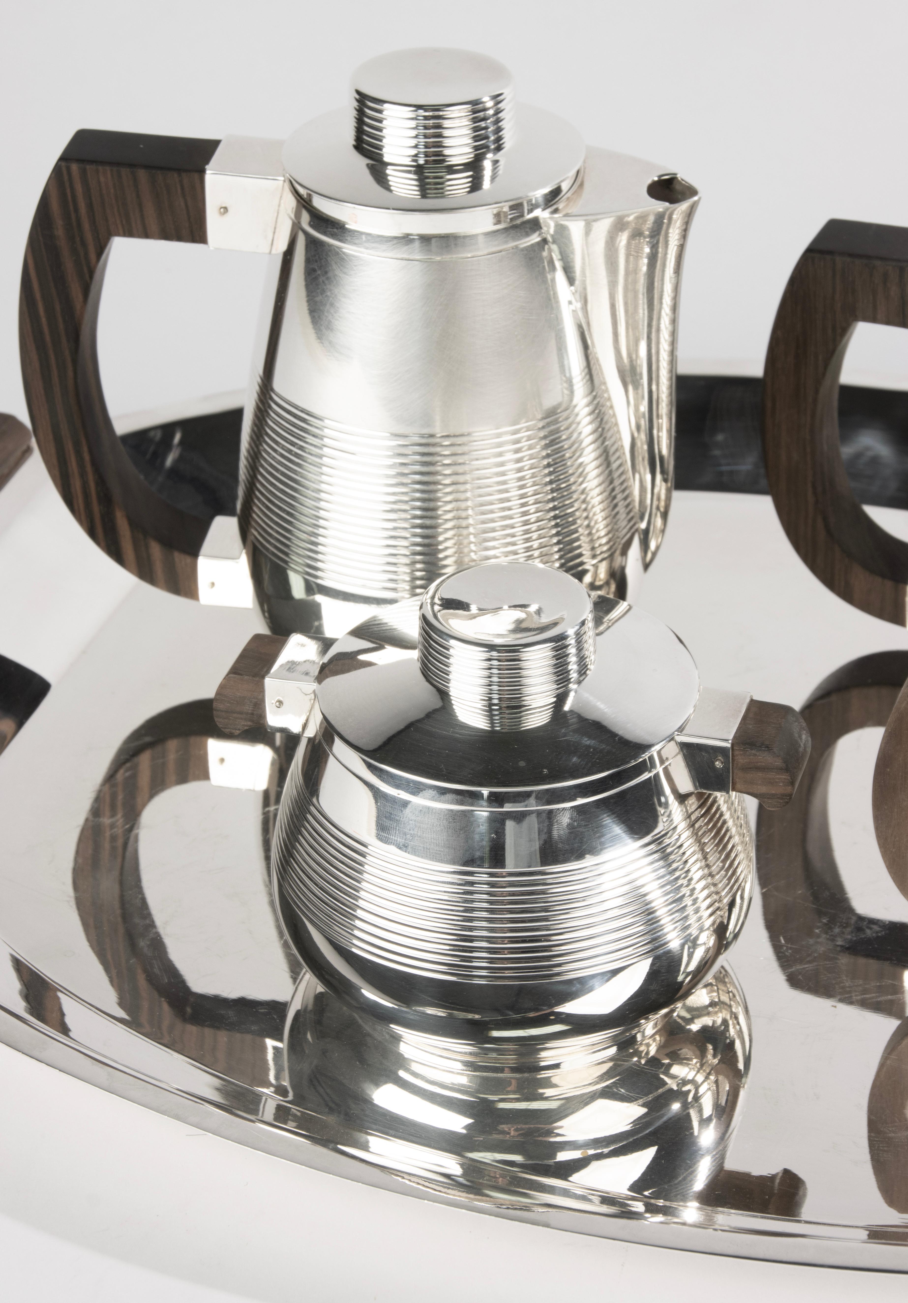 Fatto a mano 5-Piece Art Deco Silver Plated Tea and Coffee Set - France in vendita