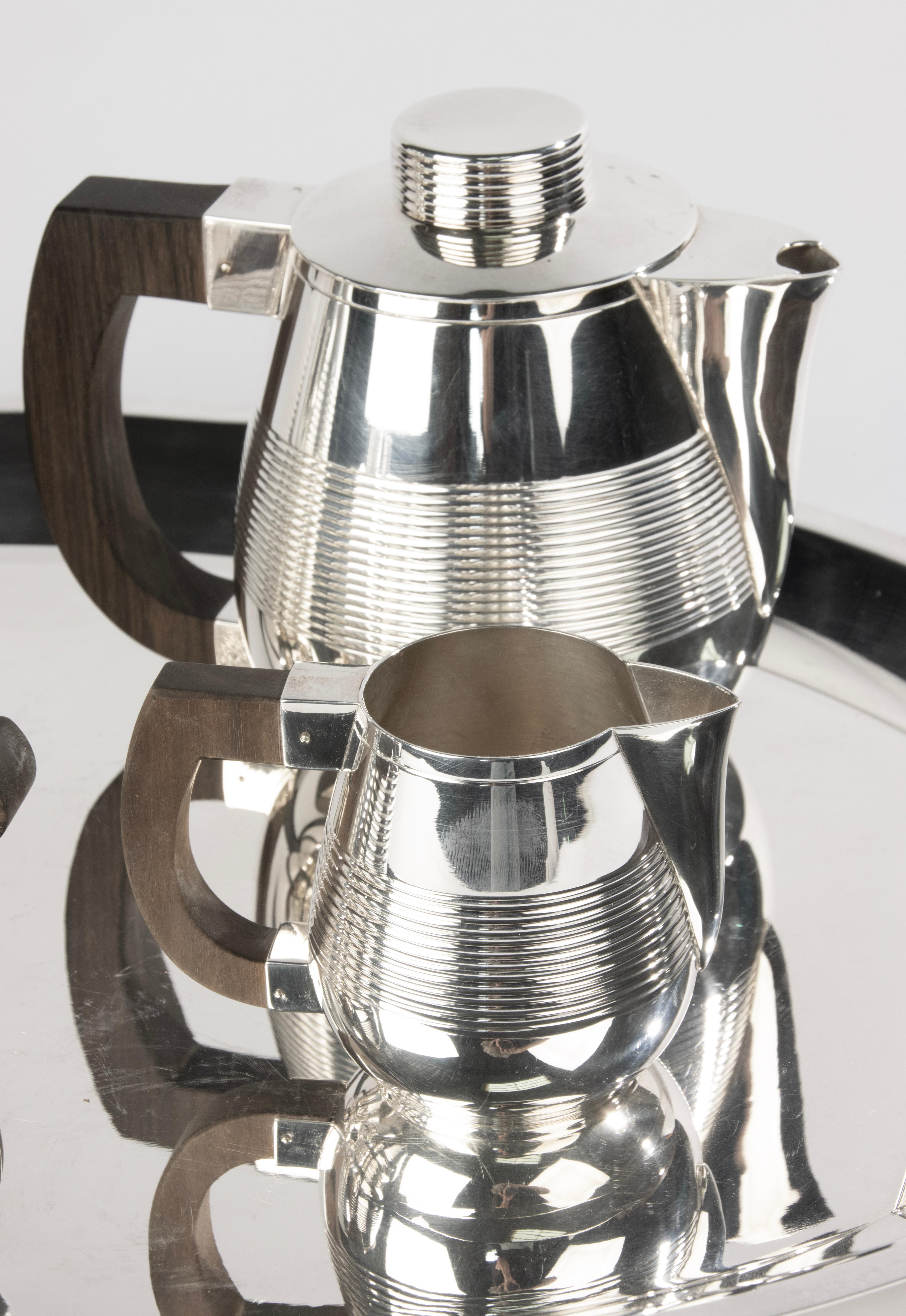 5-Piece Art Deco Silver Plated Tea and Coffee Set - France In condizioni buone in vendita a Casteren, Noord-Brabant