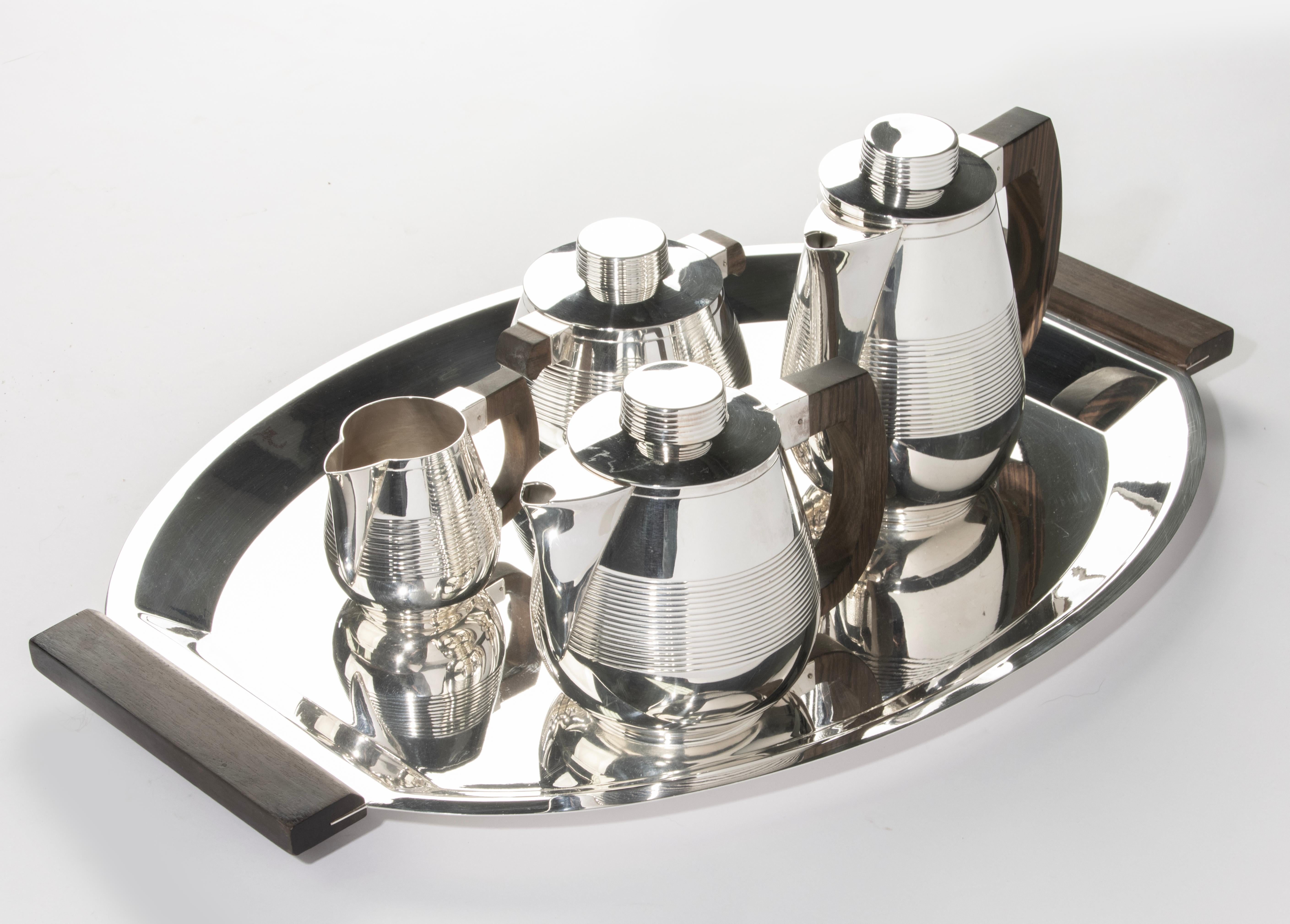 5-Piece Art Deco Silver Plated Tea and Coffee Set - France in vendita 2