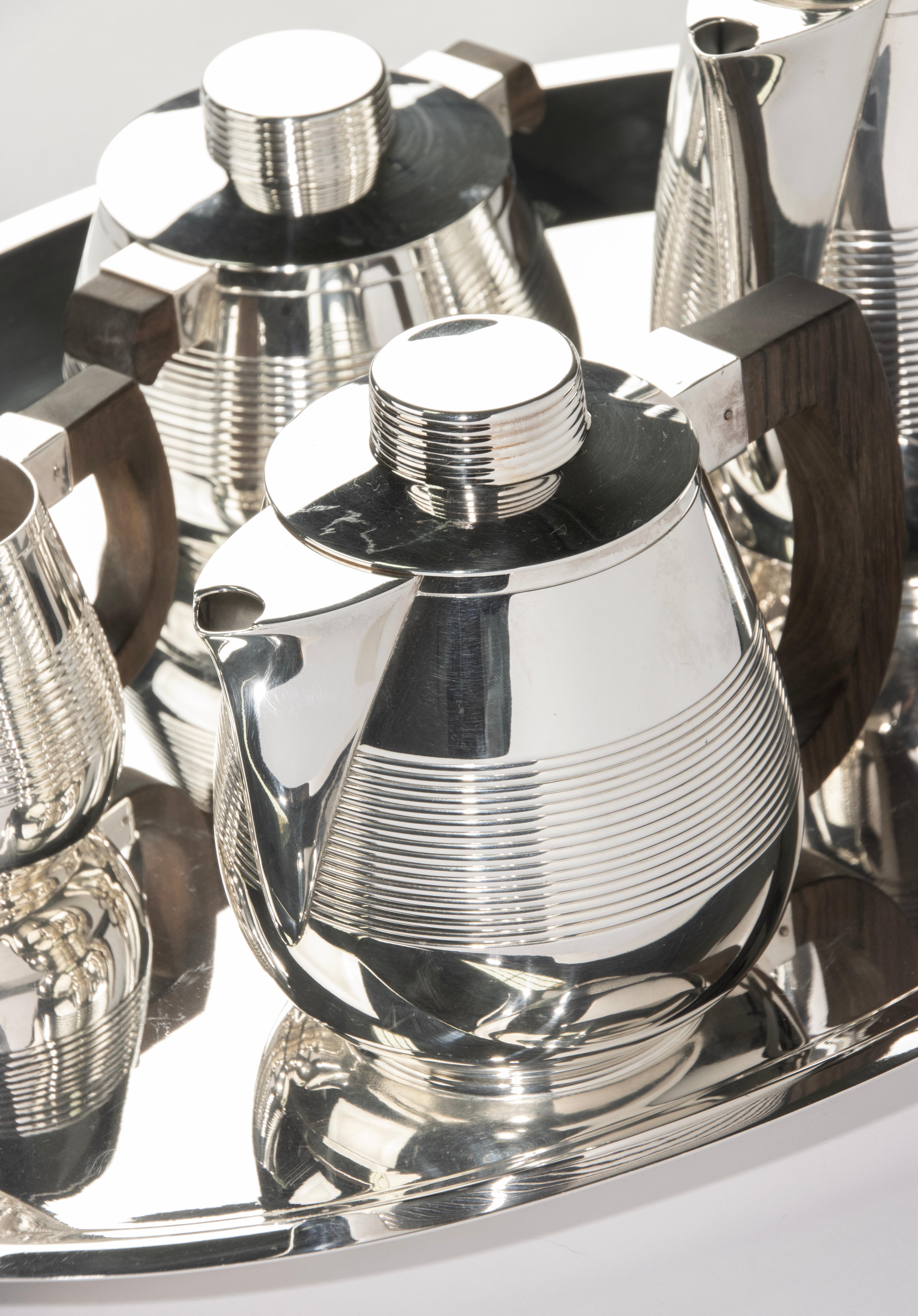 5-Piece Art Deco Silver Plated Tea and Coffee Set - France in vendita 3