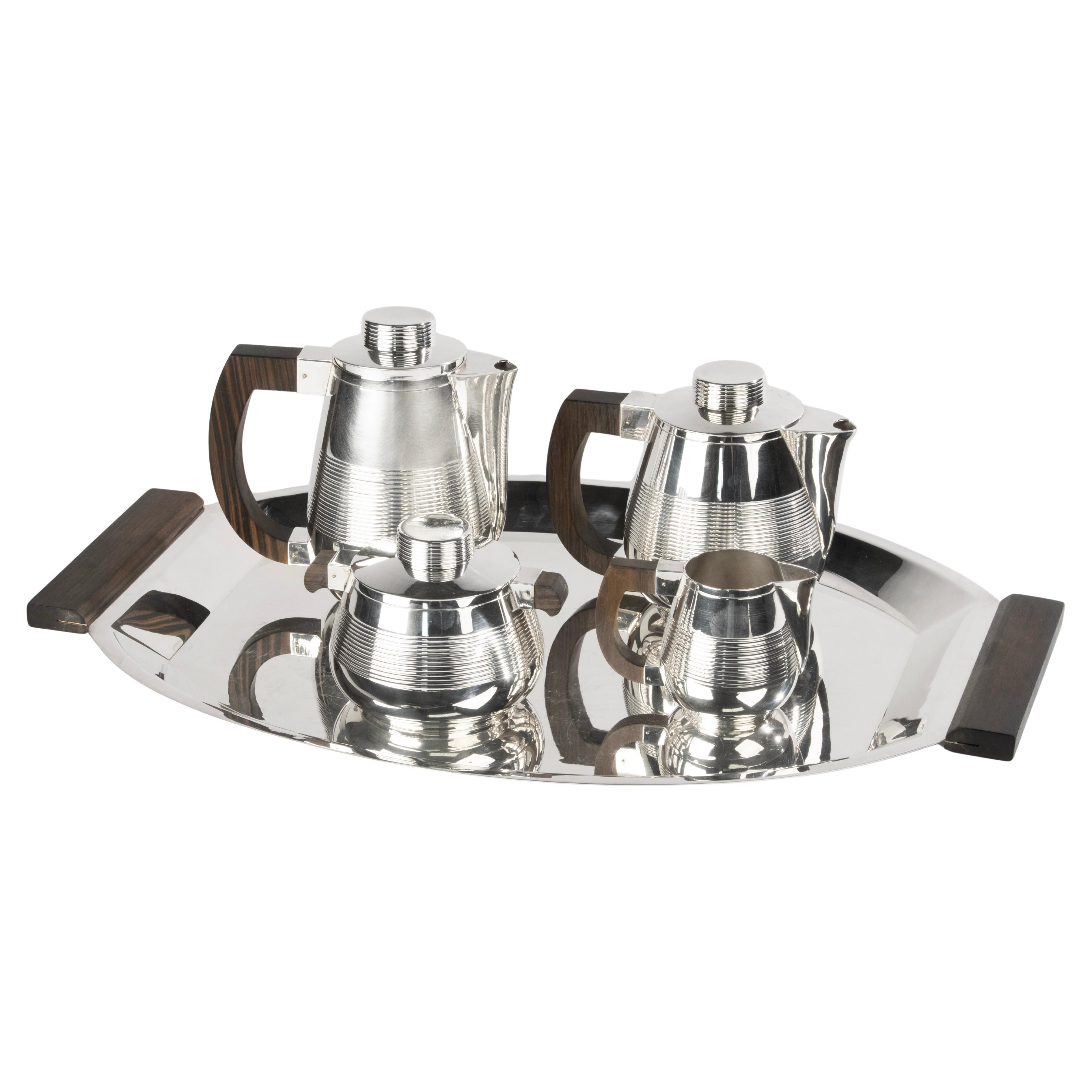 5-Piece Art Deco Silver Plated Tea and Coffee Set - France