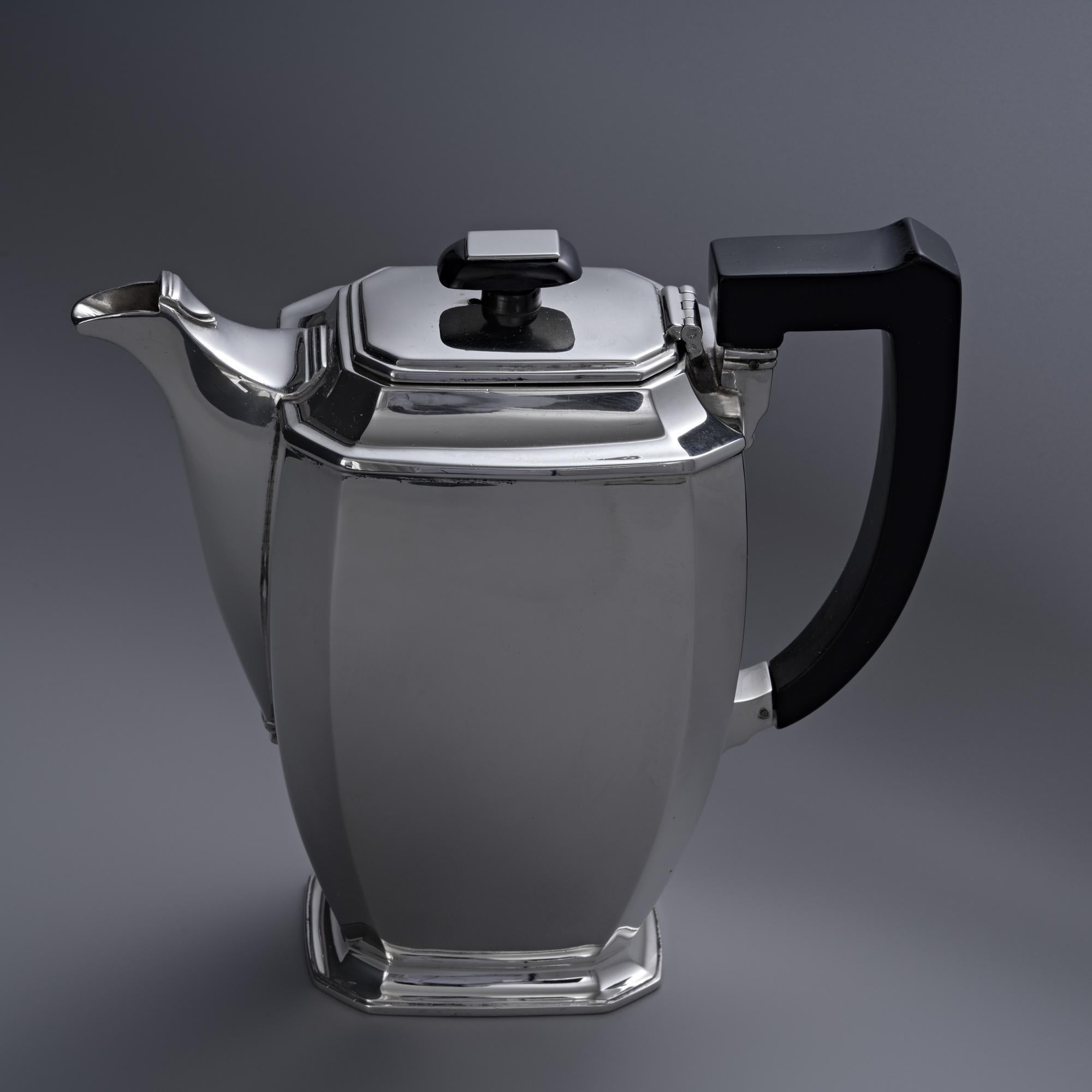 Sterling Silver 5-piece Art Deco style silver tea & coffee set