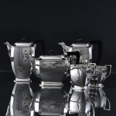 5-teiliges silbernes Tee- und Kaffeeservice im Art-Déco-Stil