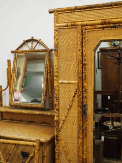 Five-Piece Bamboo and Rattan Bedroom Suite, circa 1890