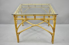 5-Piece Bamboo Rattan Faux Bamboo Chinese Chippendale Boho Chic Dining Set