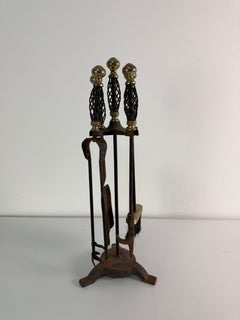 5-Piece Brass and Iron Fireplace Set, 1960s