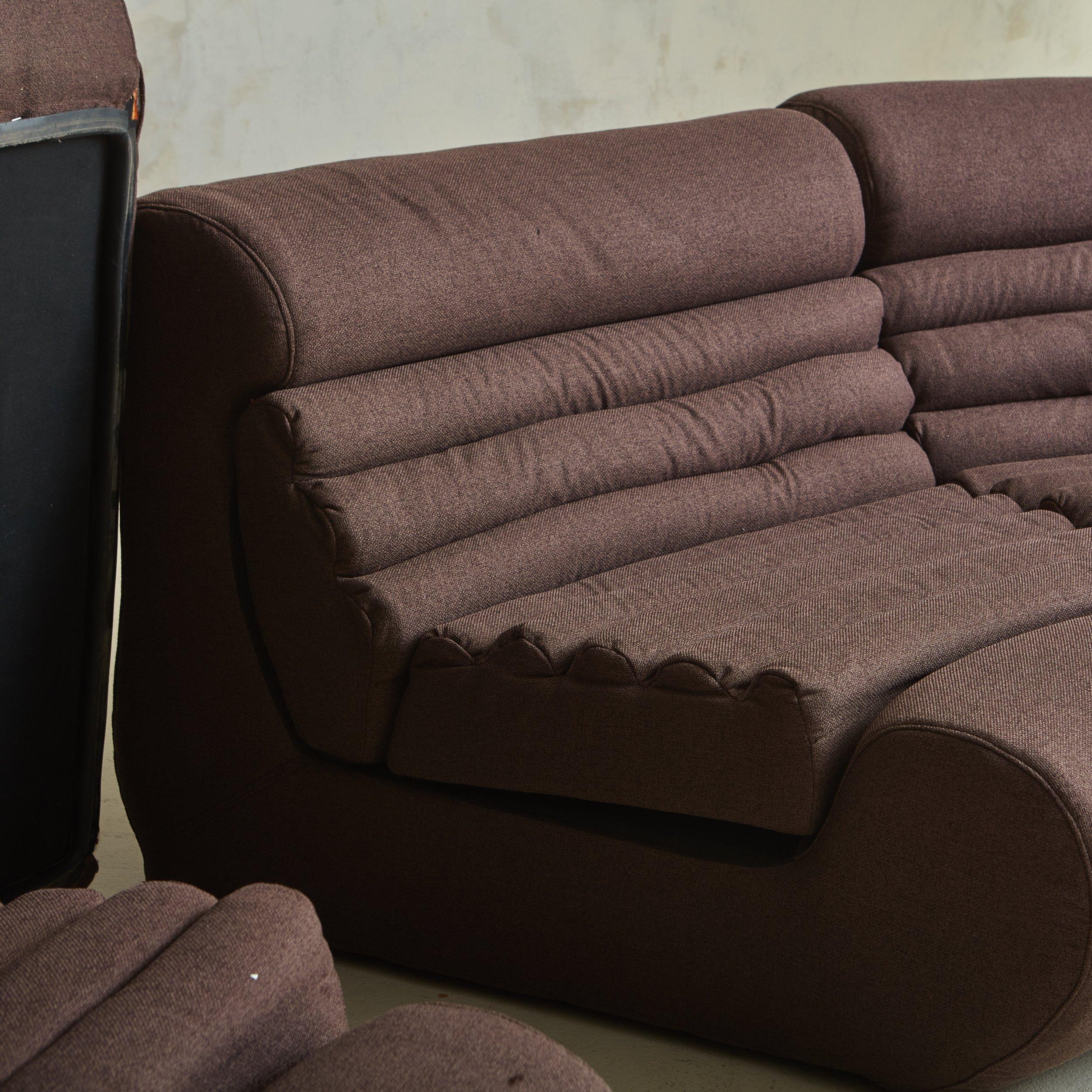Upholstery 5 piece Brown Carrera Modular Sofa by Lomazzi, De Pas + D'urbino for BBB Italia For Sale