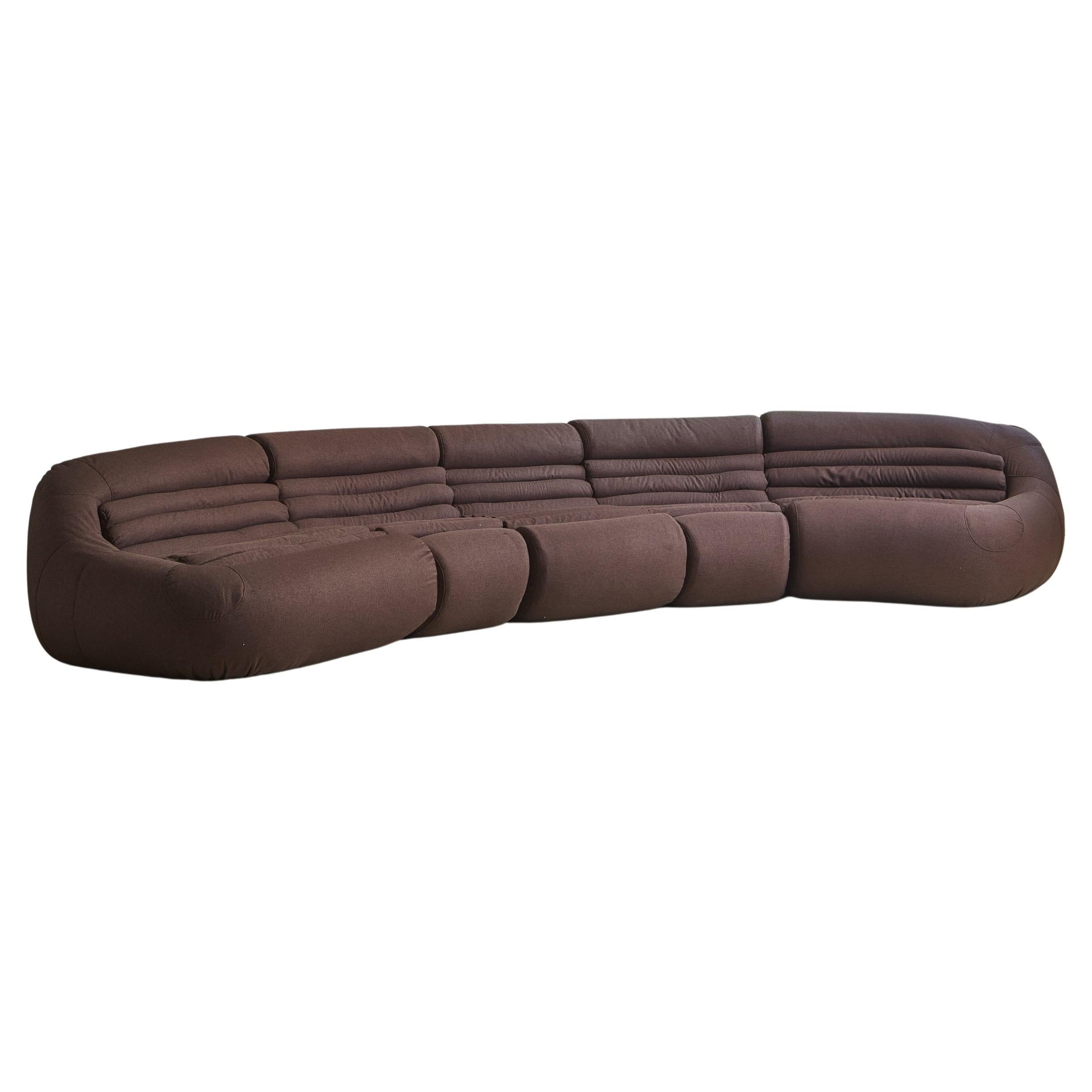 5 piece Brown Carrera Modular Sofa by Lomazzi, De Pas + D'urbino for BBB Italia