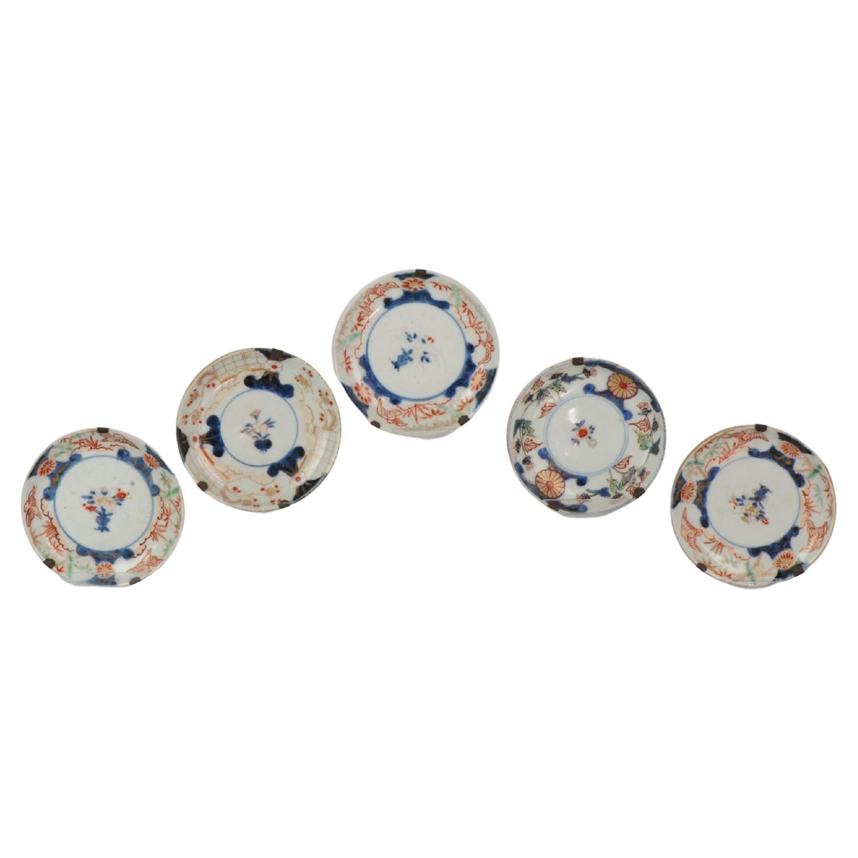 5 Piece Chinese/Japan Porcelain Saucers Imari, 18th Century For Sale