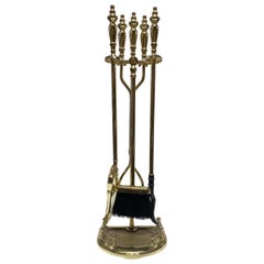 5 Piece Colonial Fireplace Brass Tool Set