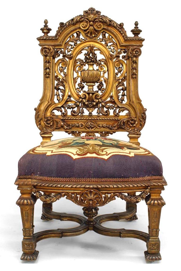 XIXe siècle Ensemble de salon 5 pièces tapisserie Louis XIV