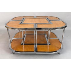 5 Piece Italian Mid-Century Modern Versatile Parchment and Chrome Nesting Tables
