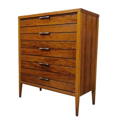 5-Piece Mid-Century Modern Lane Tuxedo Rosewood Bow Tie Bedroom Dresser Set