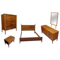 5-Piece Mid-Century Modern Lane Tuxedo Rosewood Bow Tie Bedroom Dresser Set