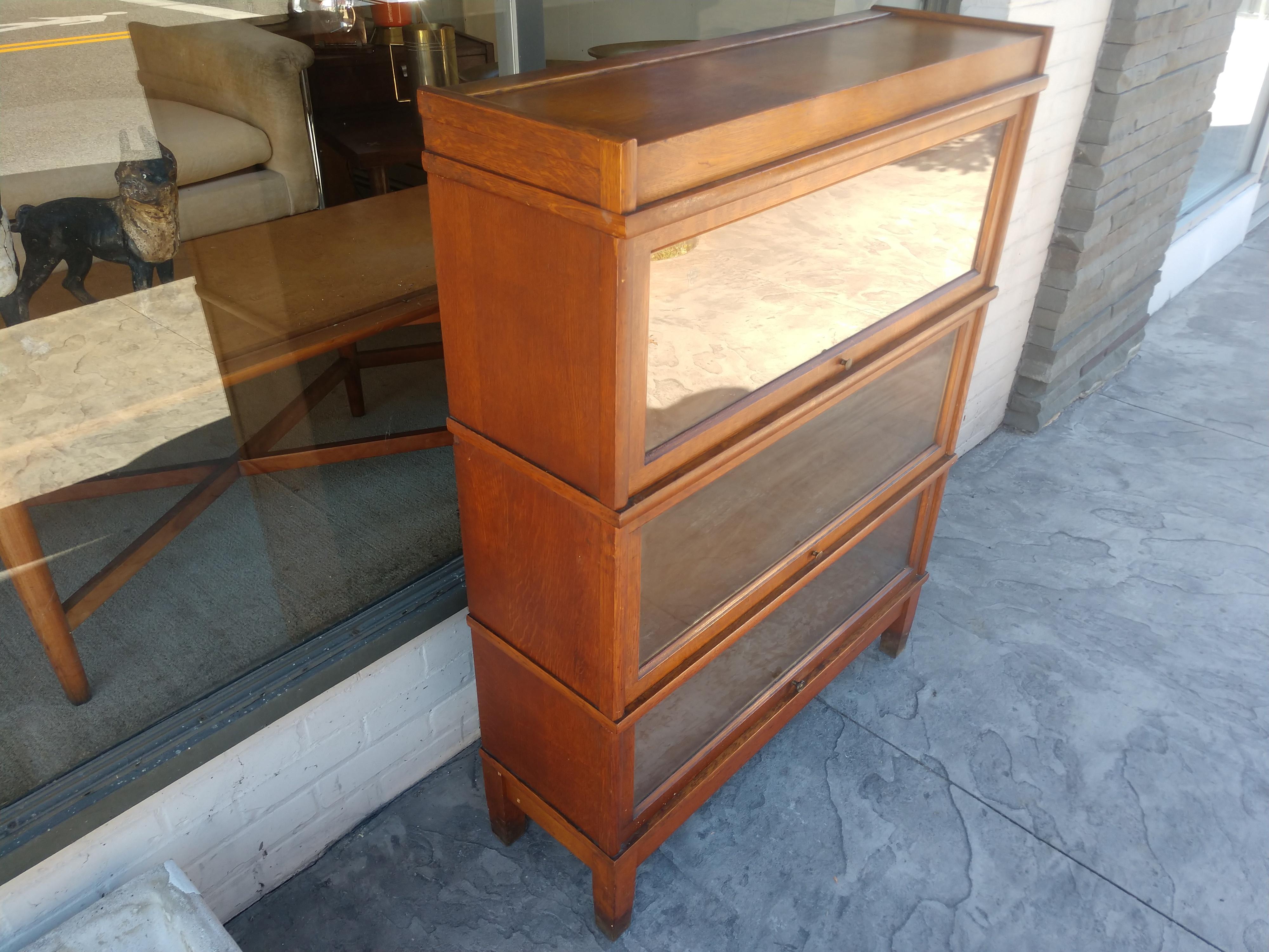 5 Piece Oak Stacking Barrister Bookcase by Remington Rand, C1930 3