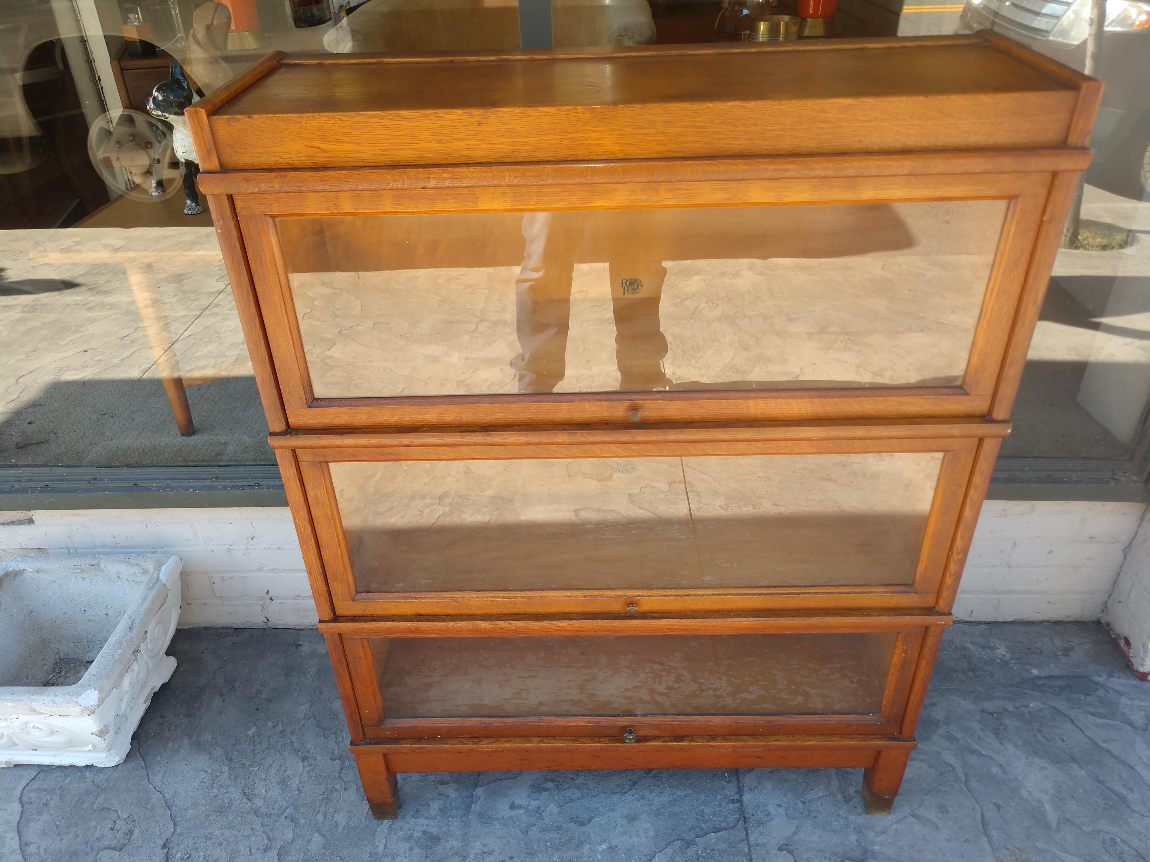 5 Piece Oak Stacking Barrister Bookcase by Remington Rand, C1930 4
